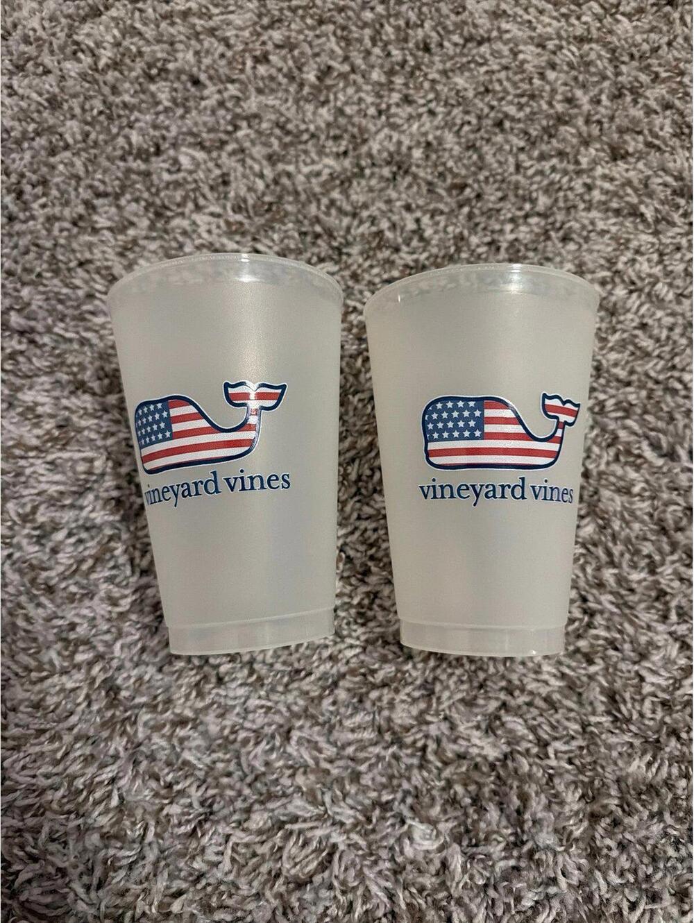 Vineyard Vines Clear Patriotic Whale Cups Pack of 2
